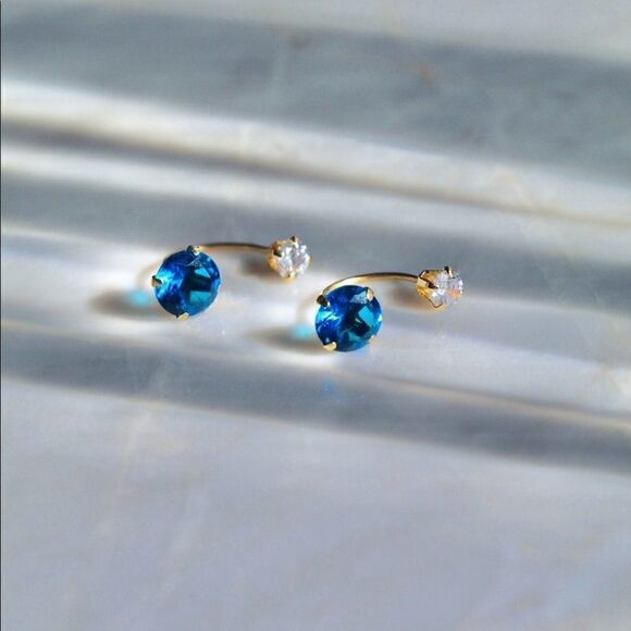 Feeling Blue 14k real gold earring - Picture 2 of 2